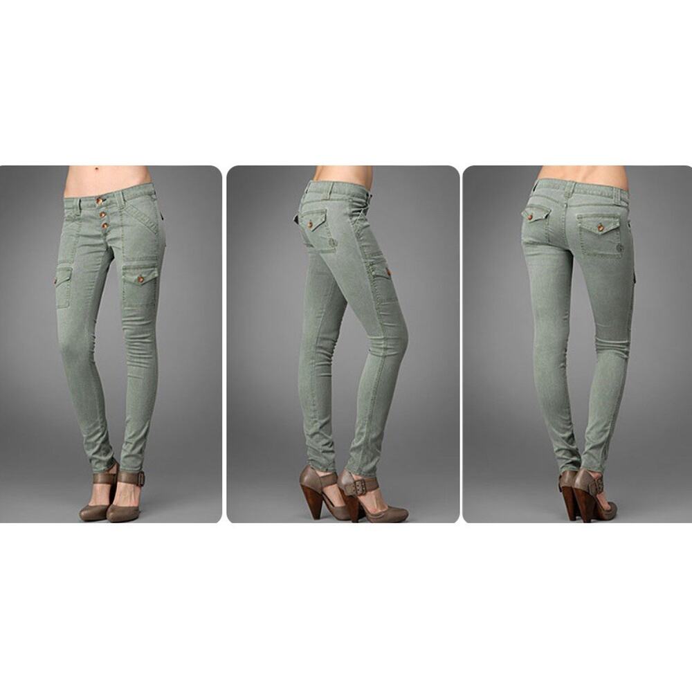 RICH & SKINNY Womens Olive Cargo Pockets Pants Bottom Size 27